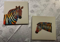 Two (2) small zebra portrait’s - $5