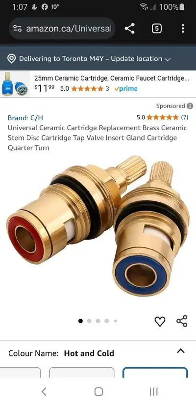 C/H 25mm Ceramic Faucet Cartridge Replacement, View more
