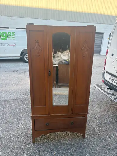 Free delivery antique Vintage Wooden Armoire with Mirror, View more
