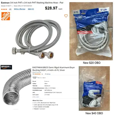 Eastman Washer Hoses & Dryer Vent New, View more