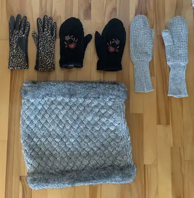Foulard deluxe, gants, mitaines... de marque (Auclair, etc.) 20$ pour le tout C’est disponible à LON...