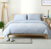 4pc. 100% Cotton Blue Stripes Bedding set 