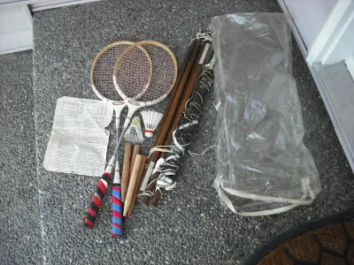 BADMINTON SET W BIRDS, NET, POLES, PEGS, BAG, INSTRUCTIONS, View more