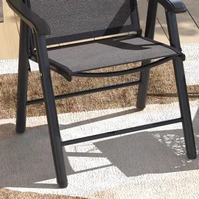 Folding Chair for Relaxing on Patio Balcony Garden, Comfortable Outdoor Furniture with Armrests, Dar...