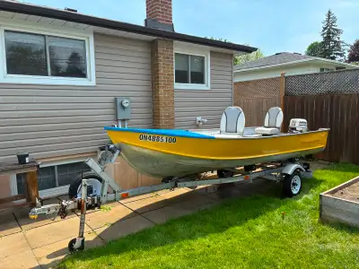 16’ Misty River Aluminum boat (Yellow/Blue Color for Hi Visibility makes it easy to spot on the wate...
