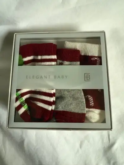 NEW-ELEGANT BABY Christmas Themed Socks in Gift Box, 0-12 months, View more