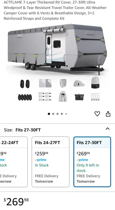 Protect your RV with this ACTFLAME 7-Layer RV Cover, designed for 27-30ft trailers, offering ultra w...