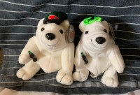 Two Coca Cola Collectible Polar Bear Bean Bag Plushes