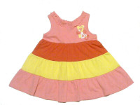 Girls Pink, Orange & Yellow Tiered Dress