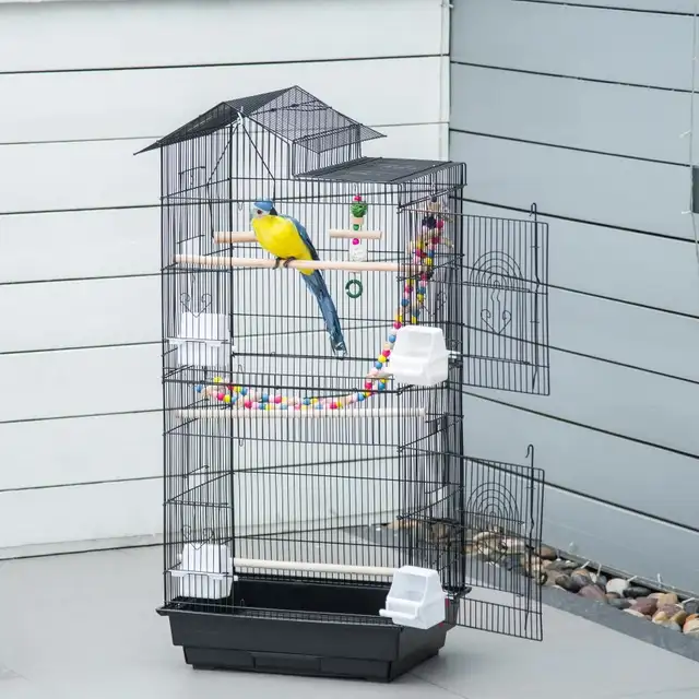 39"H Bird Cage for Budgie, Cockatiel, Conure, Small Birds, Black in Birds for Rehoming in Markham / York Region - Image 2