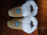 Fur Trimmed Moccasin with Beaded Vamp