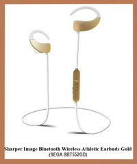 (NEW) Sharper Image Bluetooth Wireless Athletic Earbuds GOLD