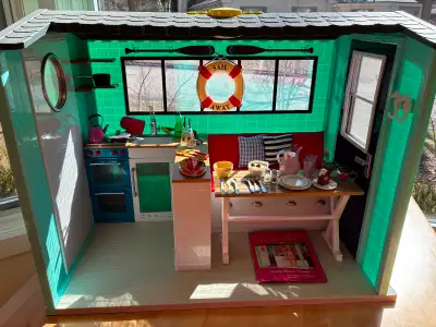 18" doll Cottage Beach House with complete accessories, View more