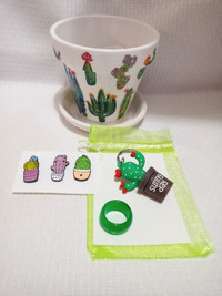 Cactus Planter, Keychain, Pins, Ring *Gift Set!