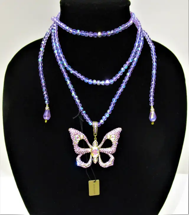 HEIDI DAUS"MONARCH MAGIC"ENHANCER & CRYSTAL BEAD NECKLACE,VIOLET