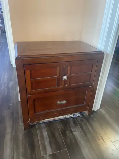 Solid Wood Two-Drawer Nightstand, View more