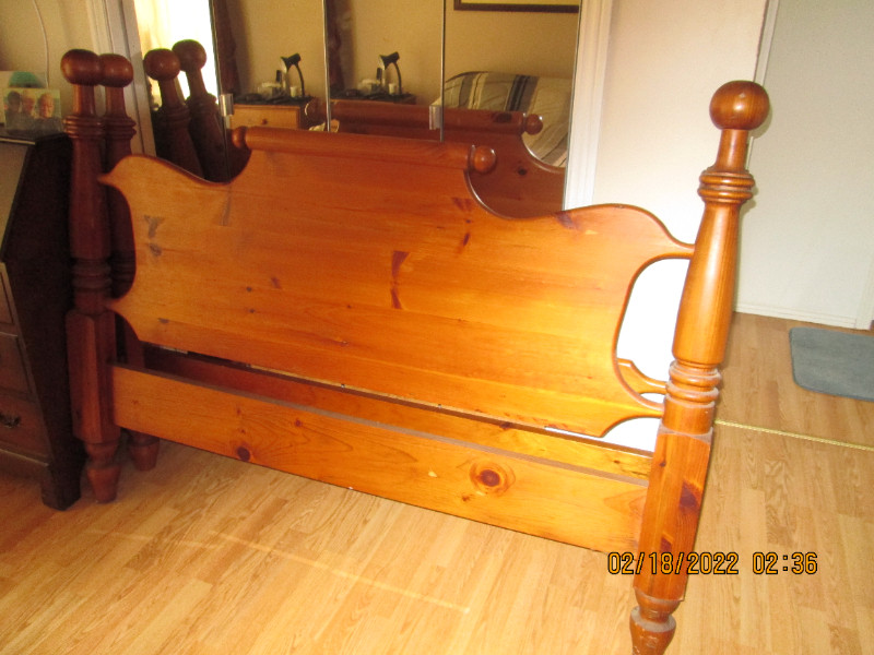 Pine cannonball queen size bed frame only. Beds & Mattresses St