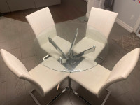 Round Glass kitchen table with 4 matching chairs