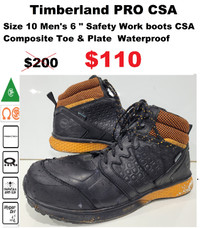 Size 10 CSA Safety Work boots 6 " Composite Toe Waterproof