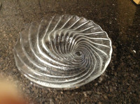 Glass swirl spiral textured plate and dip serving