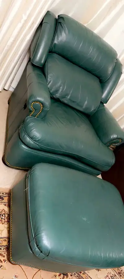 Leather chair with ottoman, View more