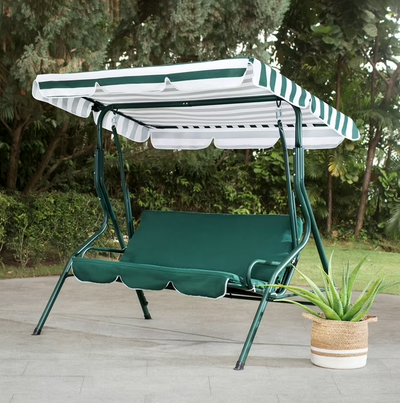 Outdoor Patio Swing Chair – 2-Seat with Adjustable Canopy (Green, View more