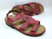 Biotome Red Leather Bohemian Sandals Womens Sz 40