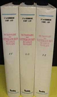 DICTIONNAIRE DES LITTÉRATURES DE LANGUE FRANÇAISE 3 VOLUMES