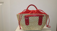 Red Straw Purse with Drawstring closure