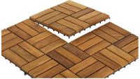 BareDecor Solid Teak Interlocking Flooring Tiles 12"x12" (x10)