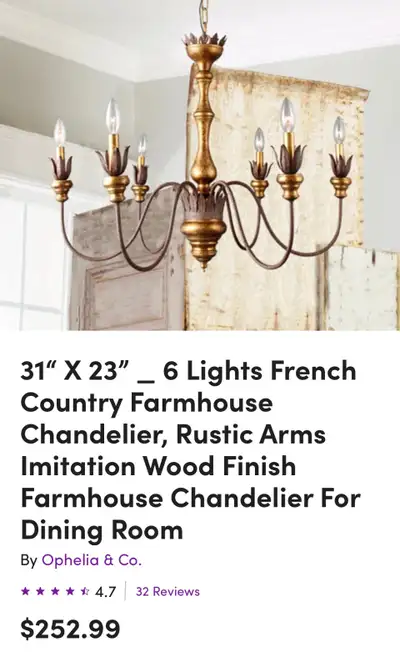 Brass / gold chandelier, View more