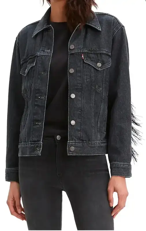 Levi's Ex-Boyfriend Fringe Denim Trucker Western Jacket Cowgirl in Women's - Tops & Outerwear in Mississauga / Peel Region - Image 3