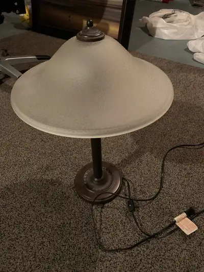 TABLE LAMP - PERFECT COND-METAL/WOOD AND GLASS (not plastic), View more