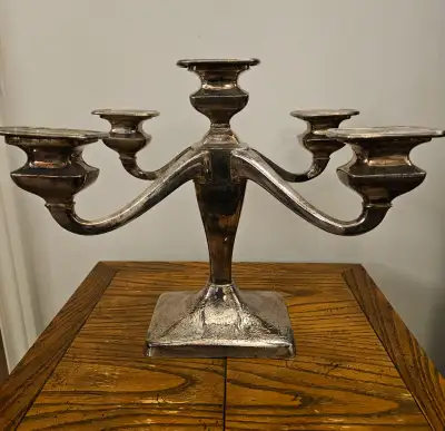 ANTIQUE SILVER PLATED CANDELABRA, View more