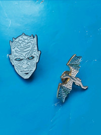 Game of thrones enamel pins ( night king and dragon) brand new 