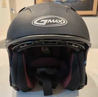 For sale - used G-MAX OF-77 open face flat black motorcycle helmet in size large. This helmet has a...