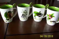 5 NEW MUGS WITH SPOONS...NEW PRICE, ALL 5 FOR $10