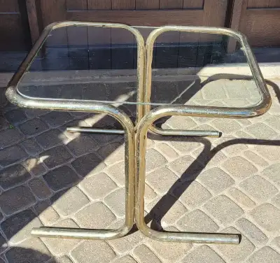 Vintage Glass Top Side Table, View more