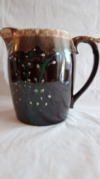 Brown Vintage Drip Pottery Pitcher