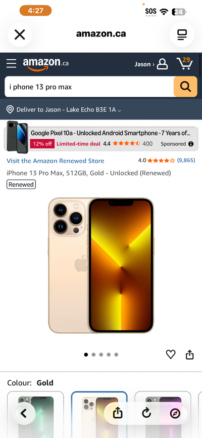 New  I phone 13 pro max 500 gig, View more