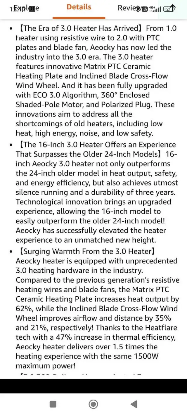 3rd-Gen AEOCKY Space Heaters for Indoor Use with AI Thermostat, 65561395455489129