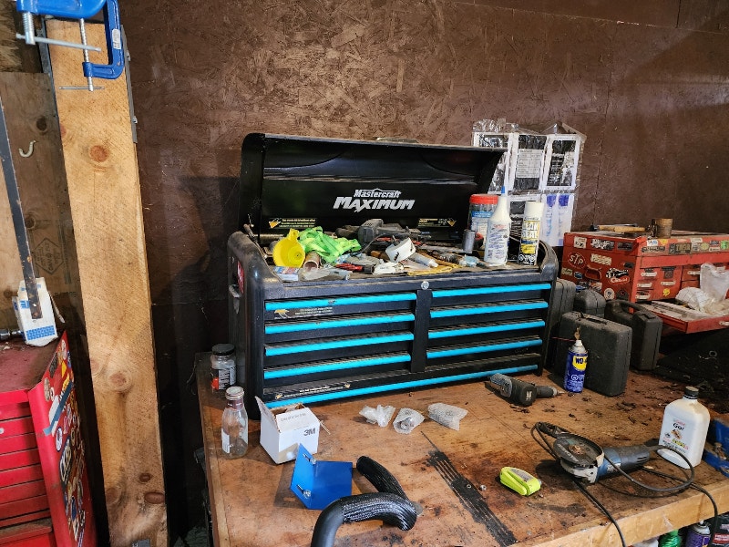 3 tool boxes full of tools and lots kicking around the garage Hand