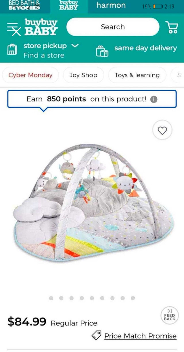 Baby play mat with hanging toys and pillow in Playpens, Swings & Saucers in City of Toronto - Image 3