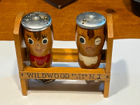 VINTAGE SALT AND PEPPER SHAKERS WITH WINE OPENER AND BOTTLE OPEN