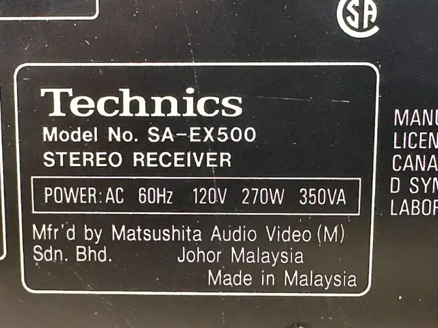Technics SA-EX500 Stereo Receiver in Stereo Systems & Home Theatre in City of Toronto - Image 6