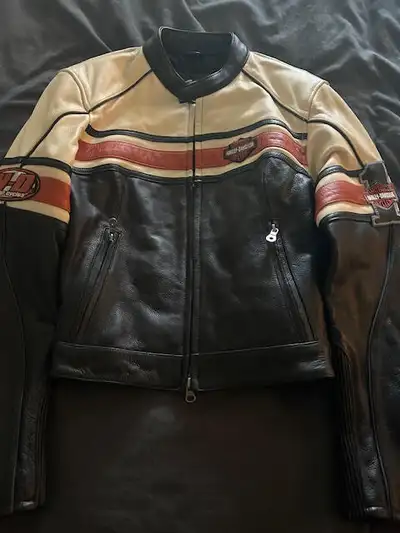 Worn Once: - Harley small Leather Jacket $150 Firm - Harley xs Leather Chaps $100 Firm