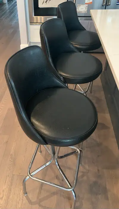 Black Leather Swivel Bar Stools/Chairs, View more
