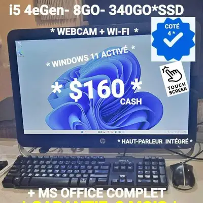 ORDINATEUR ALL-IN-ONE HP 23"-i5 4eGen-8GO- 340GO*SSD, View more