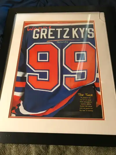 Wayne Gretzky FRAMED Restaurant Menu- It's a cool Piece of Memorabilia for any hockey Fan or collect...
