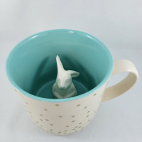 Coffee Mug Rabbit Bunny 3D Mug Shotz Cup Tea Ceramic Gold Cream